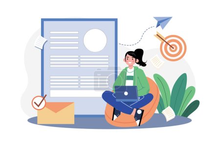 Illustration for Job Recruitment Application Illustration concept. A flat illustration isolated on white background - Royalty Free Image