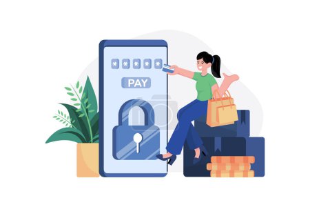 Online payment transaction security Illustration concept. A flat illustration isolated on white background