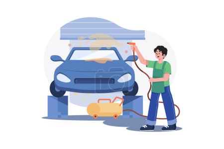 Illustration for Self Service Car Wash Illustration concept. A flat illustration isolated on white background - Royalty Free Image