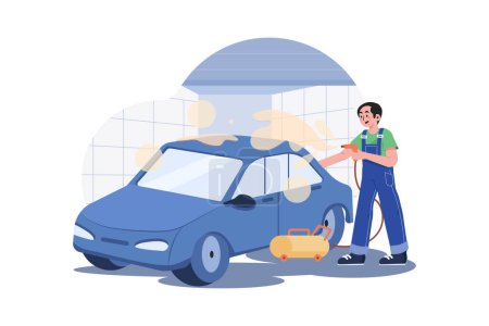 Illustration for Touchless Car Wash Illustration concept. A flat illustration isolated on white background - Royalty Free Image