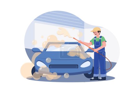 Illustration for Foam Car Wash Illustration concept. A flat illustration isolated on white background - Royalty Free Image