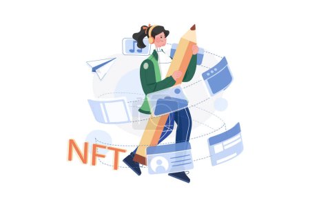 NFT Artist Illustration concept. A flat illustration isolated on white background