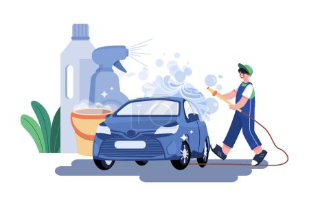 Illustration for Car Wash Illustration concept on white background - Royalty Free Image