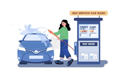 Illustration for Self Service Car Wash Illustration concept on white background - Royalty Free Image
