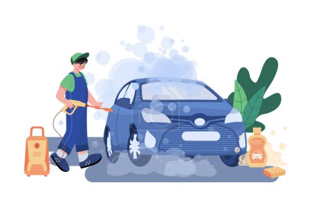 Illustration for Foam Car Wash Illustration concept on white background - Royalty Free Image