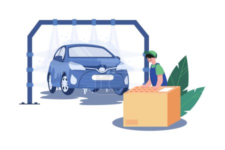 Illustration for Touchless Car Wash Illustration concept on white background - Royalty Free Image