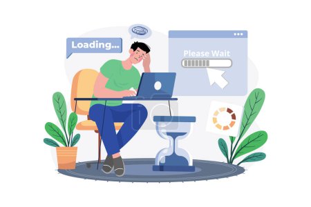 Illustration for Very Slow Page Loading Illustration concept on white background - Royalty Free Image