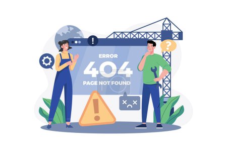 Ilustración de Error 404 Concepto de ilustración sobre fondo blanco - Imagen libre de derechos