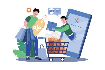 Illustration for Commerce Online Shipping Services Online Order Tracking Delivery Home. - Royalty Free Image