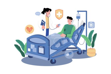Téléchargez les illustrations : Médecin vérifiant le patient dans un hôpital - en licence libre de droit