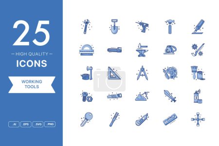Téléchargez les illustrations : Ensemble vectoriel d'icônes Outils de travail - en licence libre de droit