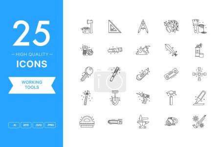 Téléchargez les illustrations : Ensemble vectoriel d'icônes Outils de travail - en licence libre de droit