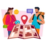 A couple is researching new places on the map