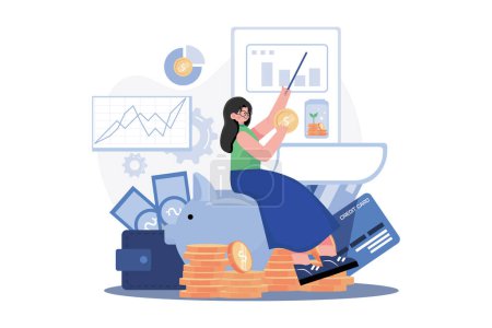 Illustration for Girl  With Finance Management - Royalty Free Image
