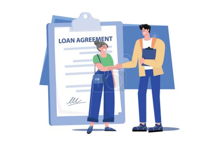 Illustration for Man With The Loan Agreement - Royalty Free Image