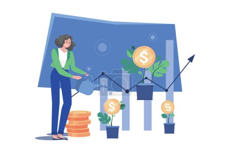Illustration for Girl With An Investment Loan - Royalty Free Image
