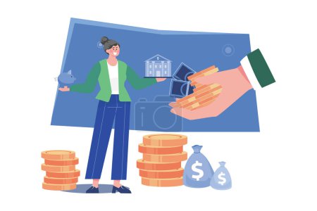 Illustration for Girl With Loan Money - Royalty Free Image