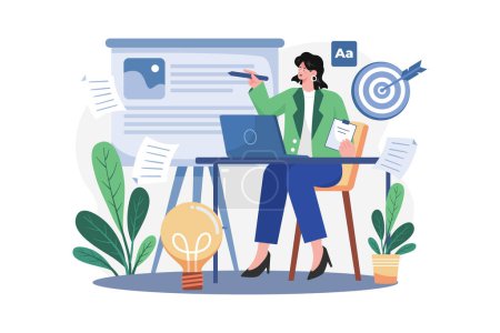Illustration for Content Strategist Illustration concept. A flat illustration isolated on white background - Royalty Free Image