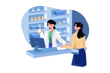 Téléchargez les illustrations : Pharmacie médicale Illustration concept sur fond blanc - en licence libre de droit