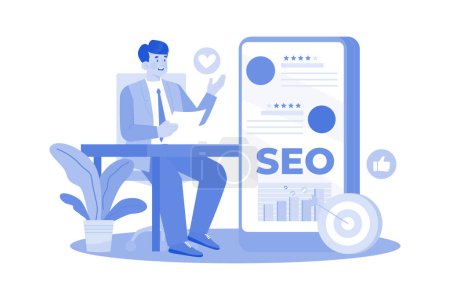 Illustration for Reputation manager managing online reviews for SEO. - Royalty Free Image