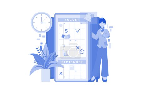 Téléchargez les illustrations : Businesswoman Checking Her Schedule - en licence libre de droit