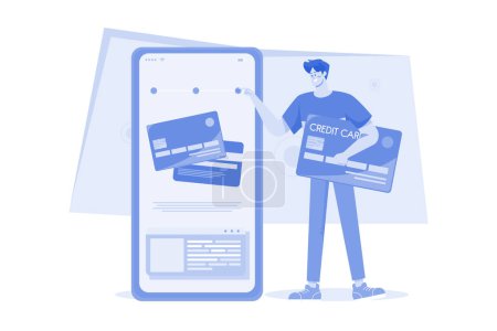 Illustration for Man Holding Credit Card Illustration concept on a white background - Royalty Free Image