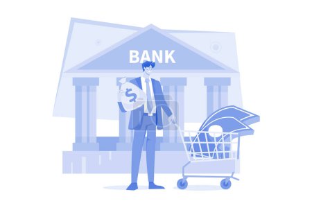 Illustration for Man Getting A Loan From The Bank - Royalty Free Image