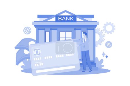 Illustration for Man Holding Credit Card - Royalty Free Image