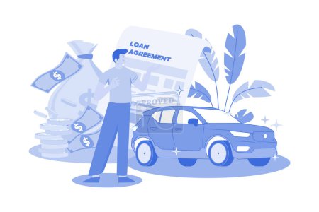 Illustration for Man Getting A Car Loan Approved - Royalty Free Image