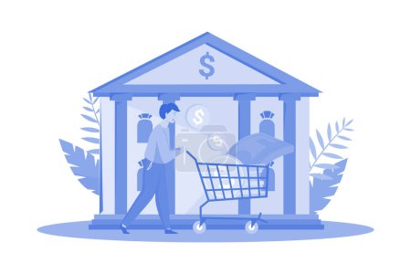 Illustration for Man Getting A Loan From The Bank - Royalty Free Image