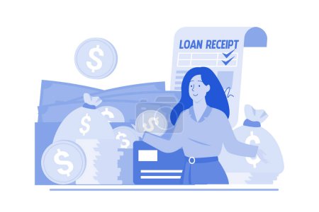 Illustration for Girl With Loan Money Illustration concept on a white background - Royalty Free Image
