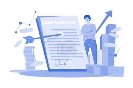 Illustration for Man Holding Loan Sanction Letter In Hands - Royalty Free Image