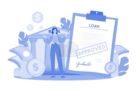 Illustration for Bank Loan Successfully Illustration concept on a white background - Royalty Free Image