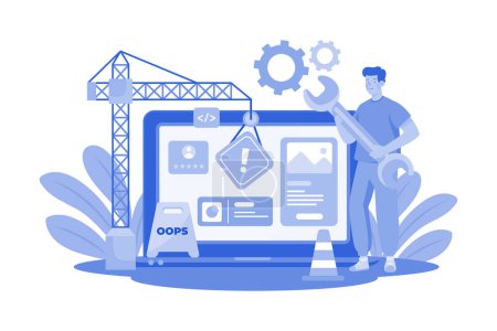 Website Under Construction Illustration Konzept auf weißem Hintergrund