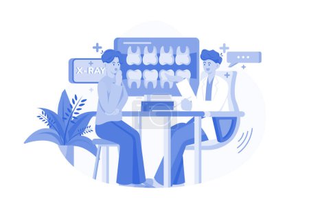 Téléchargez les illustrations : Dentiste examinant les patients X-Ray - en licence libre de droit