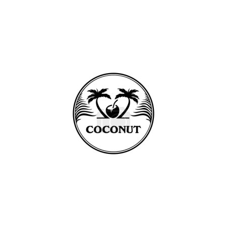 Illustration for Coconut Logo template. Vector illustration cartoon flat icon isolated on white. - Royalty Free Image