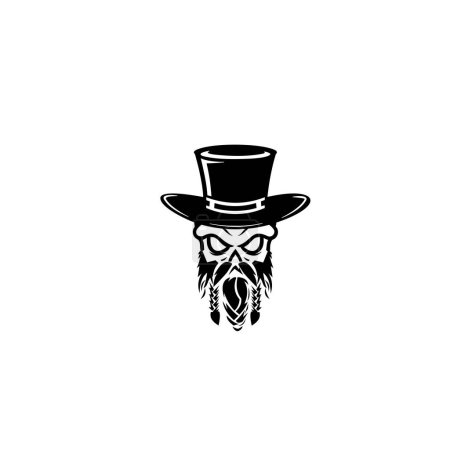 Ilustración de Skull with mustache, top hat and smoking pipe. gentleman club emblem. Vector illustration. - Imagen libre de derechos