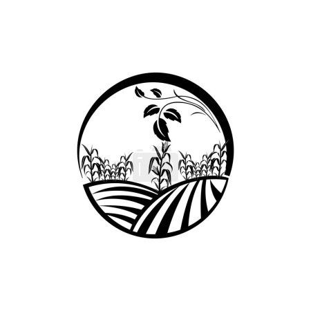Ilustración de Logotipo de cultivo de maíz. Agricultura Logo Plantilla - Imagen libre de derechos