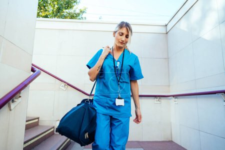Photo for Representation of the daily life of a nurse going to work at the hospital - Royalty Free Image