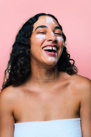 Photo for Beauty studio portrait of beautiful young woman with diastema - Confident and interesting female with diverse and unique style, concepts about skin care, body care, individuality and body acceptance - Royalty Free Image