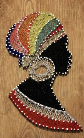 Photo for Head of African American woman made in string art technique - Royalty Free Image