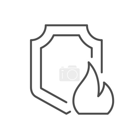 Illustration for Fire resistant material line icon isolated on white. Vector illustration - Royalty Free Image
