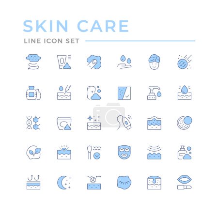 Illustration for Set color line icons of skin care isolated on white. Vector illustration - Royalty Free Image