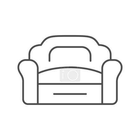 Sofa or couch line icon isolated on white. Vector illustration