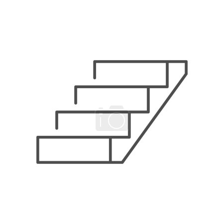 Concrete staircase line outline icon isolated on white. Vector illustration