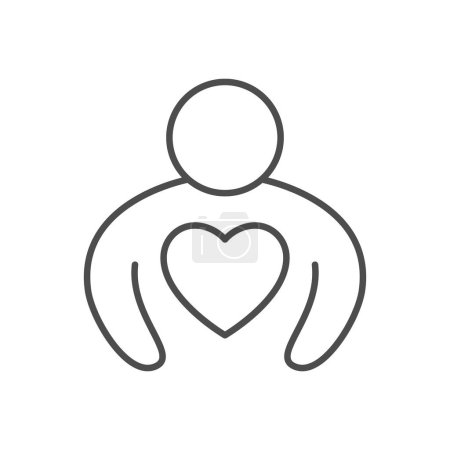 Ilustración de Persona y línea del corazón esbozan icono aislado en blanco. Ilustración vectorial - Imagen libre de derechos