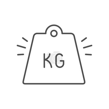 Icono de línea de masa o peso aislado en blanco. Ilustración vectorial