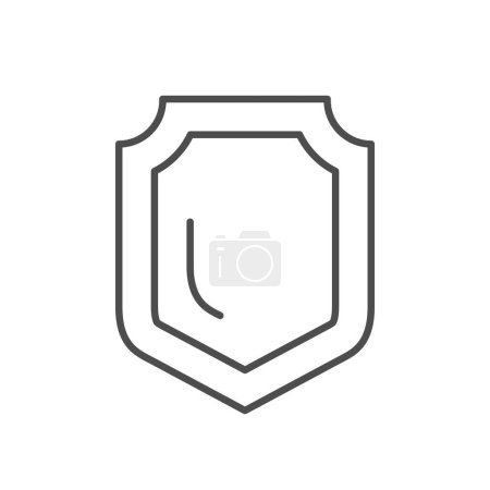 Ilustración de Shield line icon or protection sign isolated on white. Vector illustration - Imagen libre de derechos