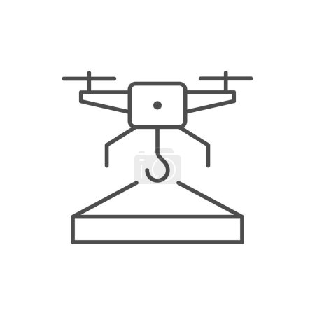Illustration for Delivery by drone line icon isolated on white. Vector illustration - Royalty Free Image