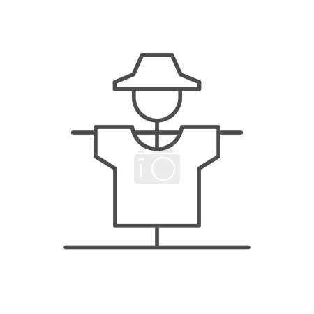 Ilustración de Esquema de línea de espantapájaros de jardín icono aislado en blanco. Ilustración vectorial - Imagen libre de derechos